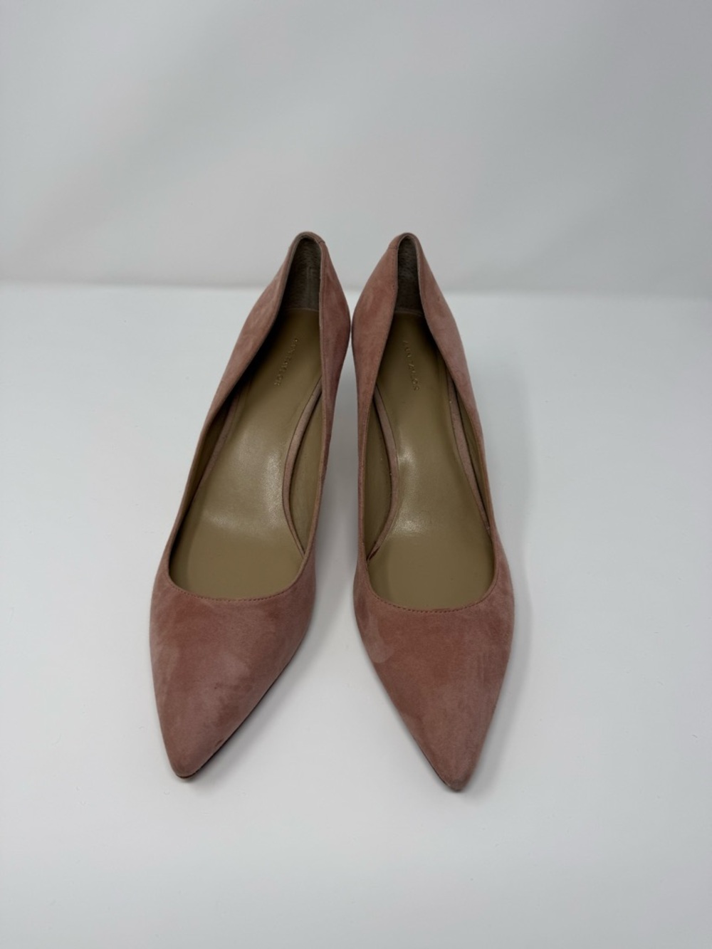 Ann Taylor Pointed-Toe Suede Pumps in Mauve